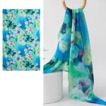 Bleu foulard en soie femme - 176 * 110 - ete elegant avec coffret - cadeau