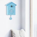 Bleu horloge murale À quartz coucou 20x25cm oiseau moderne maison salon montre suspendue horloge horloge ... Bleu horloge murale À quartz coucou 20x25cm oiseau moderne maison salon montre suspendue horloge horloge ...