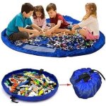 Bleu profond grands enfants portables sac de rangement organisateur de jouets tapis de jeu pour lego ...