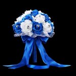 Bleu royal - bouquet de mariage bleu et blanc accessoires de mariage fleur artificielle faite  la main ...
