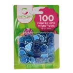 Blister 100 pions de loto magnetique bleu 17 mm - jetons aimantes - marquage carton grille loto bingo ...