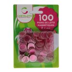 Blister 100 pions de loto magnetiques rose 17 mm - pions de marquage aimantes - jetons bingo - set accessoire ...