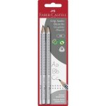 Crayon graphite - faber - castell - jumbo grip - lot de 2 - argent - antid�rapant