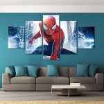 Blj - 894 toile mur art photos 5 pi�ce spider man peinture impressions modernes affiche d�cor � la maison ...
