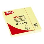 Bloc de notes adh�sif - apli - 100 feuilles - 75 x 75 mm - jaune - repositionnable