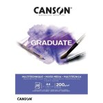 Bloc de papier - canson - graduate mixed media - 20 feuilles - a4 - 200g / m2