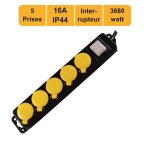 Bloc multiprise - arcotec - 5 prises - 16a - interrupteur - ip44 tanche