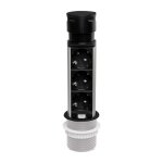 Bloc multiprise encastrable - plastrol - 3 prises schuko - 2 prises usb - a - noir - intérieur Bloc multiprise encastrable - plastrol - 3 prises schuko - 2 prises usb - a - noir - intérieur