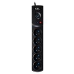 Bloc multiprises - kel - 5 prises - 5m - 10a - parafoudre intgr - noir