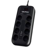 Bloc parafoudre - surtenseur - cyberpower - p0820suf0 - de - 8 prises schuko - 2 ports usb - noir