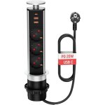 Bloc prise escamotable bloc 3 prises 2 usb et usb c multiprise electrique encastrable