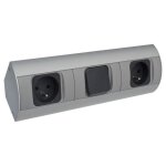 Bloc prises - orno - rectangulaire - 2 prises - aluminium et plastique - interrupteur int�gr�