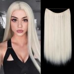 Blond platine - 14pouces - extension capillaire synthtique sans clip faux cheveux longs courts lisses ...
