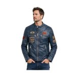 Blouson en cuir nitro barcelona redskins ref 51965 bleu ocean