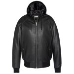 Blousons noir homme schott cuir capuche