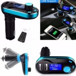 Bluetooth radio lecteur mp3 autoradio transmetteur fm usb sd modulateur voiture bleu