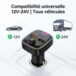 Bluetooth voiture - sikenai - transmetteur fm sans fil kit - avec 2 usb port