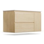 Meuble de salle de bain - blumfeldt - johnstone - vasque en cramique - 90 cm - 2 tiroirs spacieux