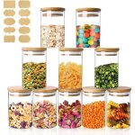 Bocaux conservation verre lot de 10 pot de bocal en verre avec couvercle en bambou et rondelle en silicone ... Bocaux conservation verre lot de 10 pot de bocal en verre avec couvercle en bambou et rondelle en silicone ...