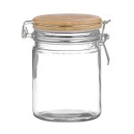 Bocal cuisine herm�tique en verre couvercle clip bambou - 0. 7l