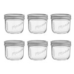 Bocaux herm�tiques en verre 473 ml (16 oz) avec couvercles �tiquettes et graduations lot de 6 label