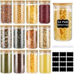Bocaux en verre lot de 12 pot a epices en verre bocal epices avec couvercle en bambou bocaux rangement ... Bocaux en verre lot de 12 pot a epices en verre bocal epices avec couvercle en bambou bocaux rangement ...