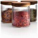 Bocaux en verre c�tel� empilables et munis dun couvercle en bois herm�tique ? bo�tes de conservation ...