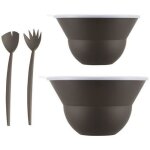 Bodum lot de 2 saladiers 3l / 4. 9l avec couvercle + couverts marron - k2551 - 451 - 143s - 1