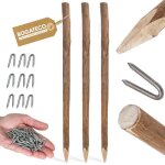 Bogateco lot de 3 piquets de cl�ture en noisette 180 cm - poteaux en bois naturel pointus pour jardin ...