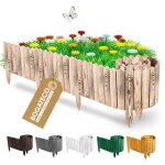 Bogateco bordure de jardin en bois d�pic�a 200 x 10 cm - palisade flexible pour parterre et all�e - br�l� ...