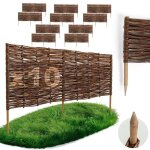Bogateco bordure de jardin rollborder en bois de noisetier naturel trait� - 120x40 cm - lot de 10 - d�limitati ...