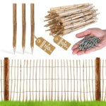 Bogateco cl�ture en noisetier 100x500 cm avec poteaux - barri�re de jardin naturelle en bois brun - rouleau ...