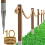 Bogateco cl�ture � voile 10m - kit complet avec corde de jute poteaux en bois 1m et ancres de fixation ...