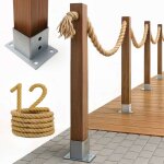 Bogateco cl�ture � voile 12m � visser - kit complet corde jute poteaux en bois 1m et ancres de fixation ...