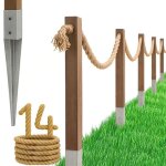 Bogateco cl�ture � voile 14m - kit complet avec corde de jute poteaux en bois 1m et ancres de fixation ...