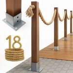 Bogateco cl�ture � voile 18m � visser - kit complet corde jute poteaux en bois 1m et ancres de fixation ...