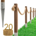 Bogateco cl�ture � voile 20m - kit complet avec corde de jute poteaux en bois 1m et ancres de fixation ...