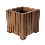 Bogateco jardini�re en bois marron fonc� 25x25x25cm avec insert plastique - bac � fleurs carr� pour jardin ...