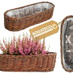 Bogateco jardini�re en osier naturel 70x25x16 cm - bac � fleurs rectangulaire pour balcon terrasse et ...