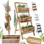 Bogateco porte - plante �chelle en bois br�l� 3 niveaux - support jardini�re cascade pour balcon jardin ...