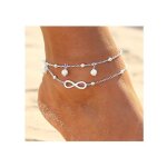 Boho double cheville argent perle cheville bracelet perles cha�ne pour toujours pied bijoux pour femmes ...