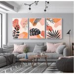 Boho leaf poster mid century terracotta art print neutre toile peinture moderne mur photo salon home ...