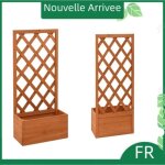 Jardinière à treillis de jardin - orange - bois de sapin - rectangulaire - 50x25x90cm Jardinière à treillis de jardin - orange - bois de sapin - rectangulaire - 50x25x90cm