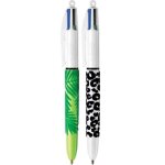 Stylo bille - bic - 4 couleurs - rtractable - rechargeable - effet velours