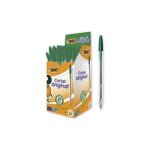 Boite de 50 stylos bic cristal - marque bic - pointe moyenne - encre verte Boite de 50 stylos bic cristal - marque bic - pointe moyenne - encre verte