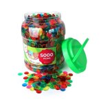 Boite 5000 pions de marquage loto 15 mm vert / rouge / bleu / orange / rose - jetons pour carton grille ...