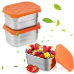 Bote alimentaire - inox - lot de 3 - 230ml - couvercle en silicone - rcipients de collation