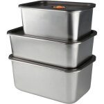 Bo�te alimentaire inox - dok - 3 pi�ces - 1000ml - 2000ml - 3000ml - empilables - couvercle herm�tique ...