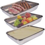 Bo�te alimentaire inox - dok - lot de 3 - plat avec couvercle - acier inoxydable - conservation au r�frig�rate ...
