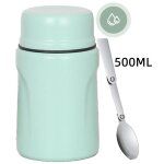 Bo�te alimentaire isotherme - inox - 500ml - �tanche - cuill�re pliable - vert clair